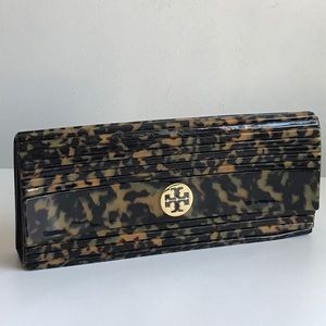 Tory Burch Tortoise Shell Resin Clutch